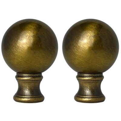 Royal Designs Large Ball Lamp Finial for Lamp Shade, 2 Inch, Antique Brass - Set of 2