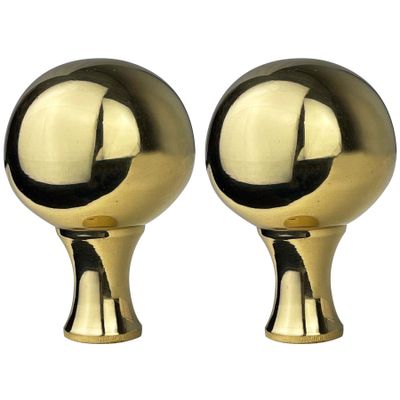 Royal Designs Large Ball Lamp Finial for Lamp Shade, 2 Inch, Polished Brass - Set of 2