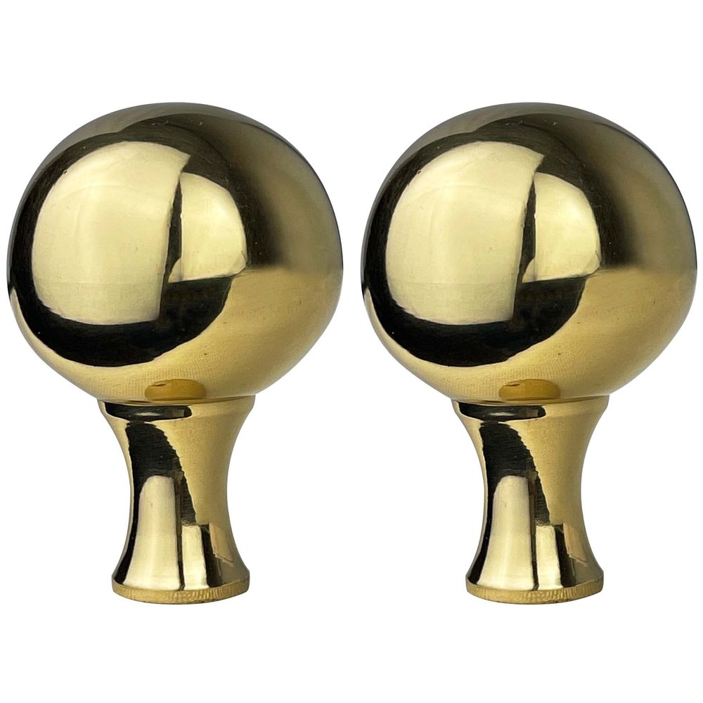 Royal Designs Large Ball Lamp Finial for Lamp Shade, 2 Inch, Polished Brass - Set of 2