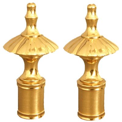 Royal Designs Umbrella Lamp Finial for Lamp Shade, 2.5 Inch, Polished Brass - Set of 2