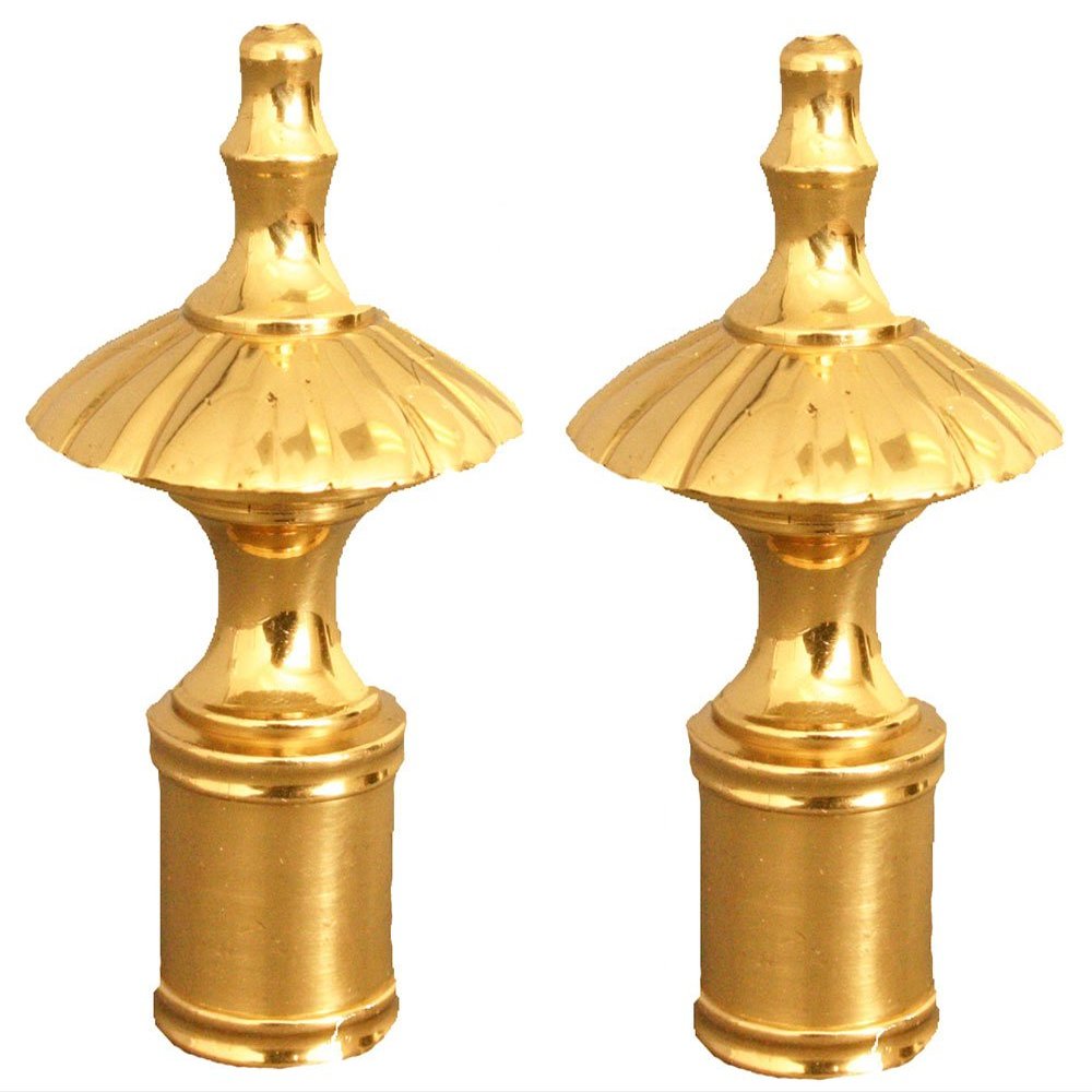 Royal Designs Umbrella Lamp Finial for Lamp Shade, 2.5 Inch, Polished Brass - Set of 2