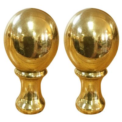 Royal Designs Small Ball Lamp Finial for Lamp Shade, 2 Inch, Polished Brass - Set Of 2