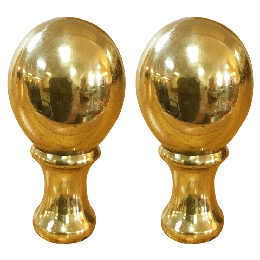 Royal Designs Small Ball Lamp Finial for Lamp Shade, 2 Inch, Polished Brass - Set Of 2