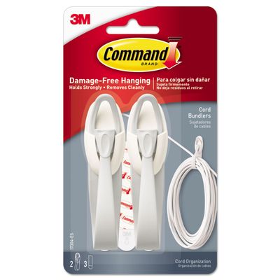 3M Command 17304ES Cable Bundler, White, 2/Pack