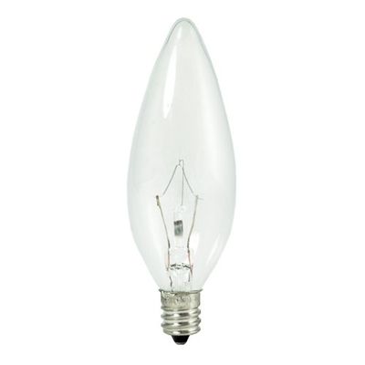 Bulbrite KR40CTC/32 40-Watt Dimmable Krypton Krystal Touch Torpedo B10 Chandelier Bulb, Candelabra Base, Clear