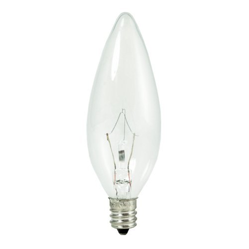 Bulbrite KR40CTC/32 40-Watt Dimmable Krypton Krystal Touch Torpedo B10 Chandelier Bulb, Candelabra Base, Clear