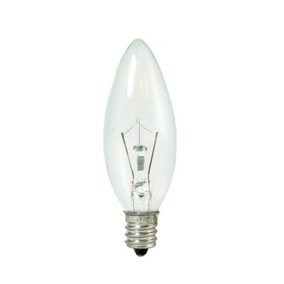 2PK Bulbrite 460020 KR25CTC/25 25-Watt Dimmable Krypton Krystal Touch Torpedo B8 Chandelier Bulb, Candelabra Base, Clear