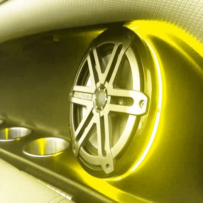 2pc LED Speaker Rings for JL Audio Marine M880 M6 880X-C 880X-S - NO Drilling Required - Ready to Install- DRILLED for Screw Holes (Yellow)