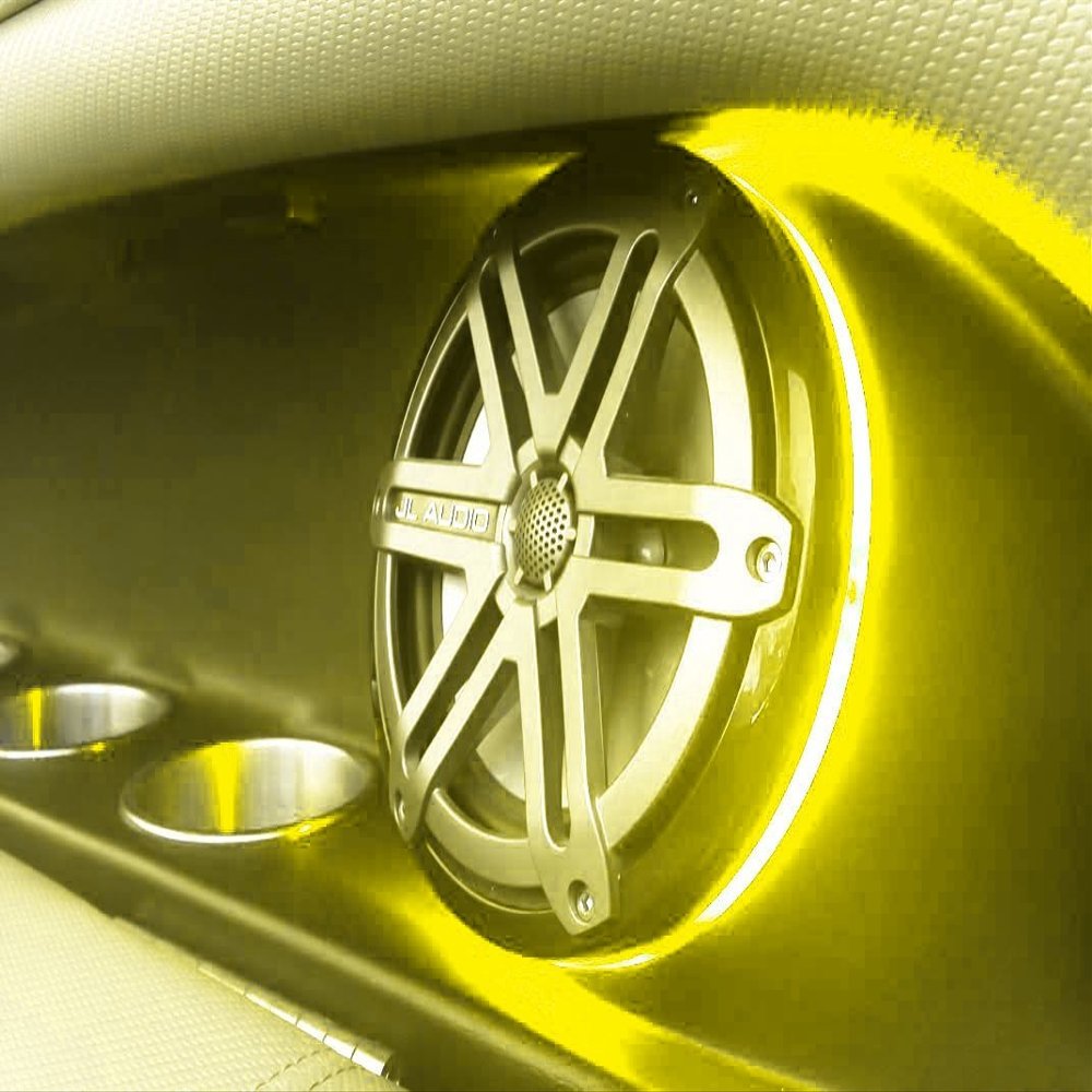 2pc LED Speaker Rings for JL Audio Marine M880 M6 880X-C 880X-S - NO Drilling Required - Ready to Install- DRILLED for Screw Holes (Yellow)