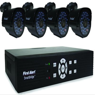 First Alert DCAD4405-700 Smartbridge Series 4 Channel Full D1 DVR 500GB Surveillance System with 4 700TVL Bullet Cameras