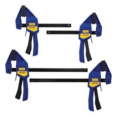 IRWIN QUICK-GRIP Bar Clamp, One-Handed, Mini, 6-Inch (2), 12-Inch (2), 4-Pack (1964748) Blue, Yellow