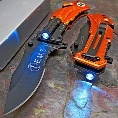 EMS Tactical LED Light Assisted Opening Rescue Folding Pocket Knife NEW!!