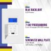 Enerlites 7 Days Digital in-Wall Programmable Timer Switch for Lights, Fans, and Motors, Single Pole, Neutral Wire Required, 18 ON/Off Timer Settings, with Blue Backlight, White, Screwless Wall Plate view 2
