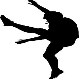 6" White Vinyl FOOTBALL player kicker silhouette Design Die Cut Decal.