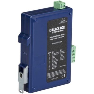 Black Box Industrial DIN Rail RS-232/RS-422/RS-485 Fiber Driver, Single-Mode - 1 x SC Ports - No - Rail-mountable - MED102A