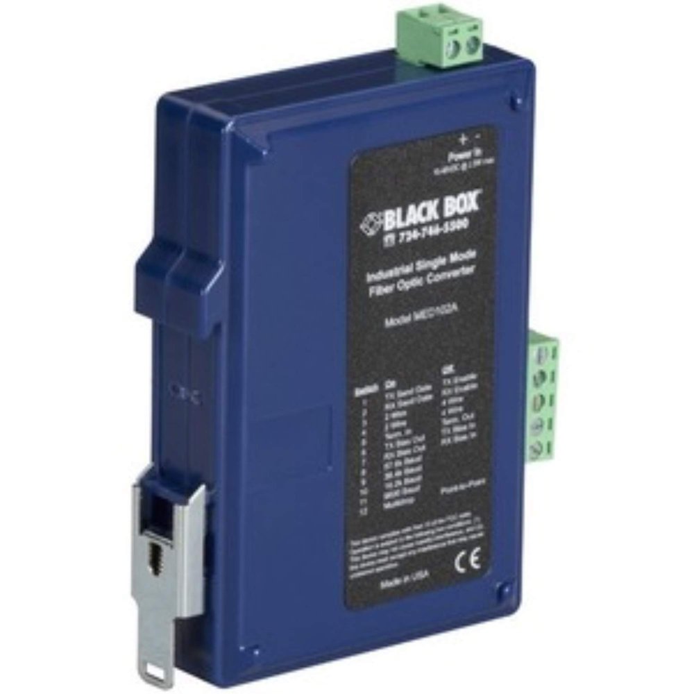 Black Box Industrial DIN Rail RS-232/RS-422/RS-485 Fiber Driver, Single-Mode - 1 x SC Ports - No - Rail-mountable - MED102A