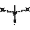 2xhome - New Dual Extension Arm 3 Way Three-sectioned Ergonomic Fully Easy Height Adjustable Articulating Flex Deesktop Tilting Retractable Black Desk Pole Mount Bracket view 1