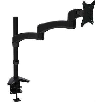 2xhome -New Ergonomic Fully Height Adjustable Easy Articulating Tilting Black Desk Pole Mount Bracket Desktop Flat Panel Clamp Stand with Extension Arm for Single LCD LED