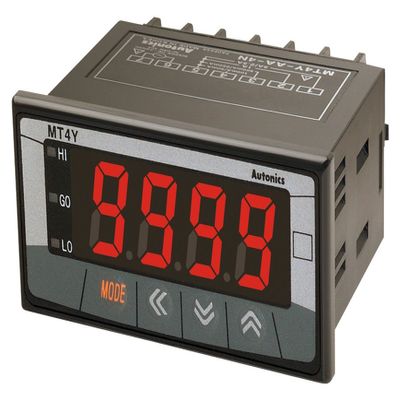 AUTONICS MT4Y-AV-4N (Price/EA) Multi Panel Meter, 100VAC to 240VAC; NO. of Digits/Alpha:4; Meter Function:AC Voltage/Frequency; Range:0V to 500V 0.1HZ to 9.999KHZ; Digit Height:14.2MM; PAN