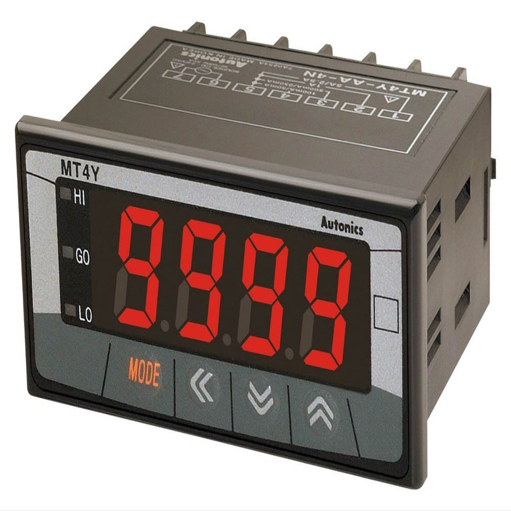 AUTONICS MT4Y-AV-4N (Price/EA) Multi Panel Meter, 100VAC to 240VAC; NO. of Digits/Alpha:4; Meter Function:AC Voltage/Frequency; Range:0V to 500V 0.1HZ to 9.999KHZ; Digit Height:14.2MM; PAN