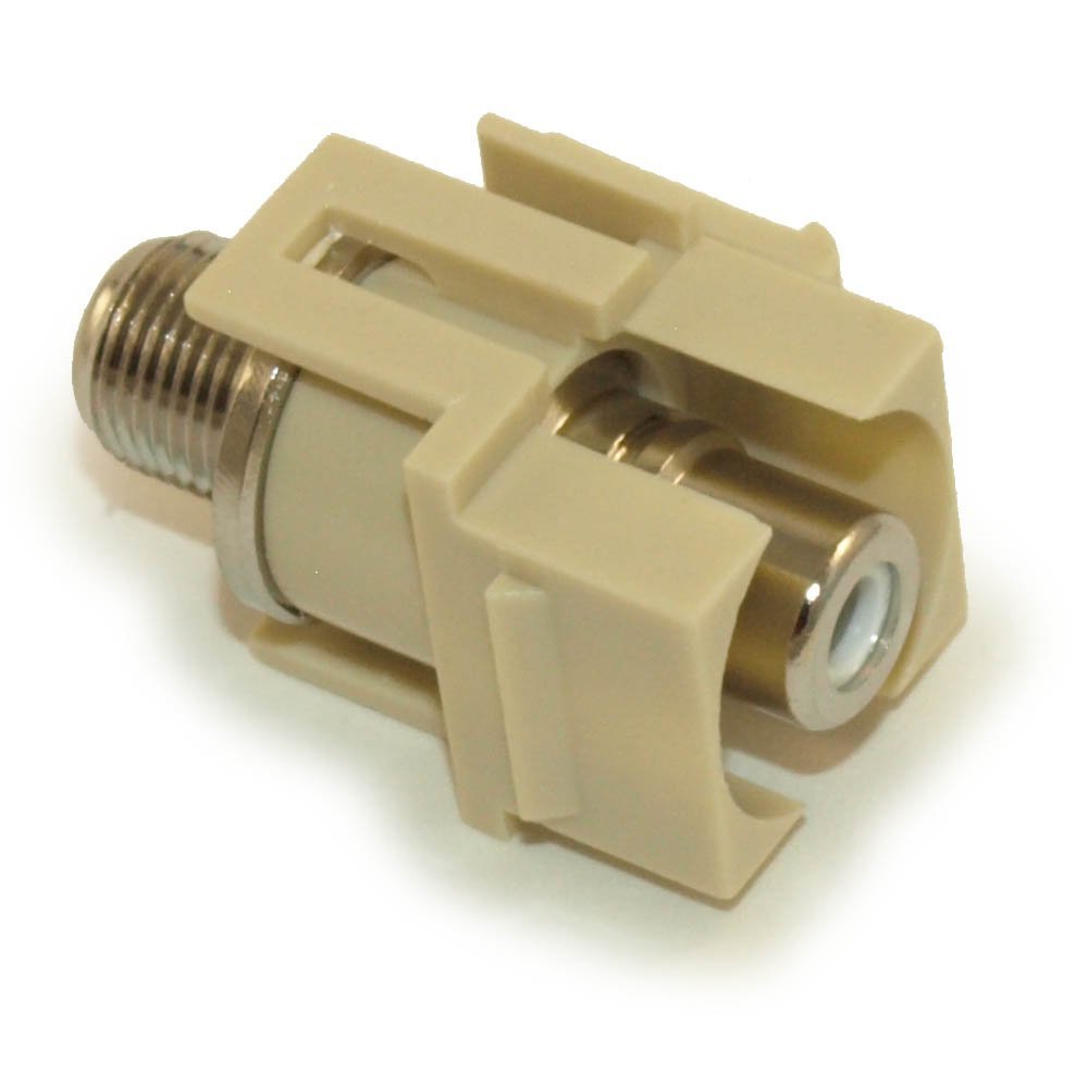 MyCableMart Keystone Jack Insert/Coupler Type: RCA to F-Type (CoaxNickel Plated,Ivory