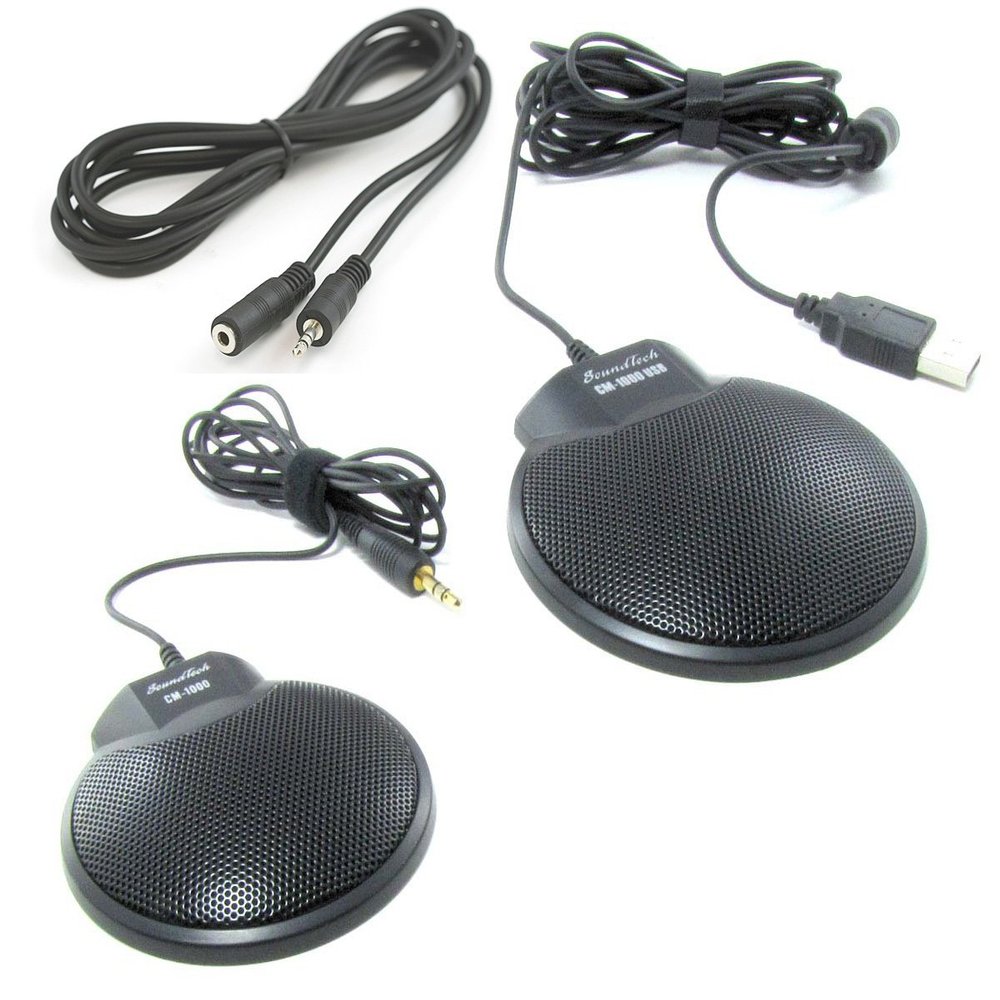 VEC CM-1000USB & CM-1000 (pack of 2) Conference Meeting Microphone with 6 feet Extension Cord