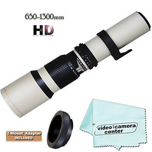 650-1300mm f/8-16 Telephoto Lens For Canon EOS Rebel Ti Gii T2 K2 EOS Mt Digital 50D 30D 5D 40D 7D T3 T3i T4i 60D 1100D 1000D 650D 600D T5i 700D XS T1i XSi XT EOS 60Da 1000D 650D 600D 550D 500D 450D 400D 350D + Micro-Fiber-Cloth