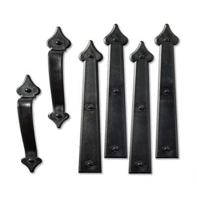 Creative Hardware 452-07 Handle/Hinge Decorative Accent Set Carriage House (6 Piece) Magnetic Garage Door Hardware, Black,1