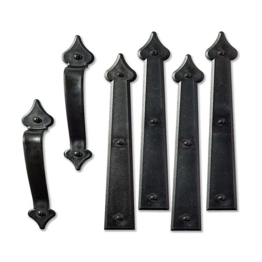 Creative Hardware 452-07 Handle/Hinge Decorative Accent Set Carriage House (6 Piece) Magnetic Garage Door Hardware, Black,1