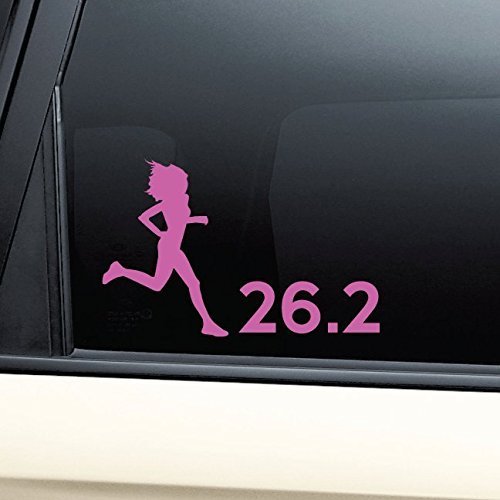 26.2 Marathon Female Runner Vinyl Decal Laptop Car Truck Bumper Window Sticker - Pink