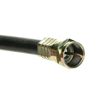 10' FT RG59 Coaxial Cable Black with Gold F Connector Installed Each End RG-59 F to F Audio Video Signal 75 Ohm Component Shielded Connector HDTV Jumper