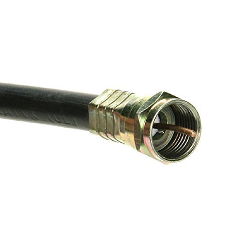 10' FT RG59 Coaxial Cable Black with Gold F Connector Installed Each End RG-59 F to F Audio Video Signal 75 Ohm Component Shielded Connector HDTV Jumper