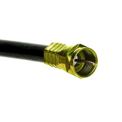 35' FT Quad RG6 Coaxial Cable Black with Gold F-Connectors Installed Each End Quad Shielded RG-6 Jumper 75 Ohm with Heavy Compression F Connectors, CATV Quad Shielded High Resolution