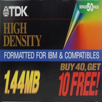 TDK High Density 1.44 MB Formatted for IBM & Compatibles - 50