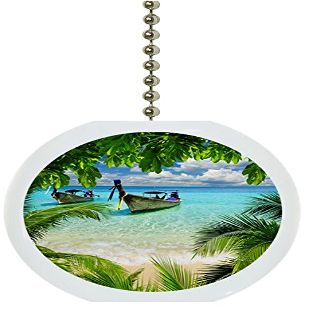Tropical Beach Ocean Solid Ceramic Fan Pull