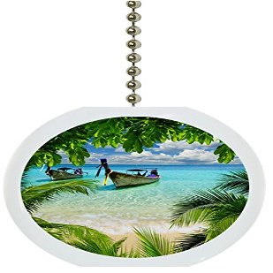 Tropical Beach Ocean Solid Ceramic Fan Pull