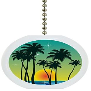 Tropical Sunset Ocean Solid Ceramic Fan Pull