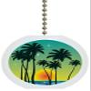 Tropical Sunset Ocean Solid Ceramic Fan Pull view 1