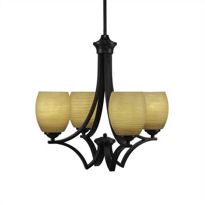Toltec Lighting Zilo 4 Light Chandelier in Matte Black (564-MB-625)