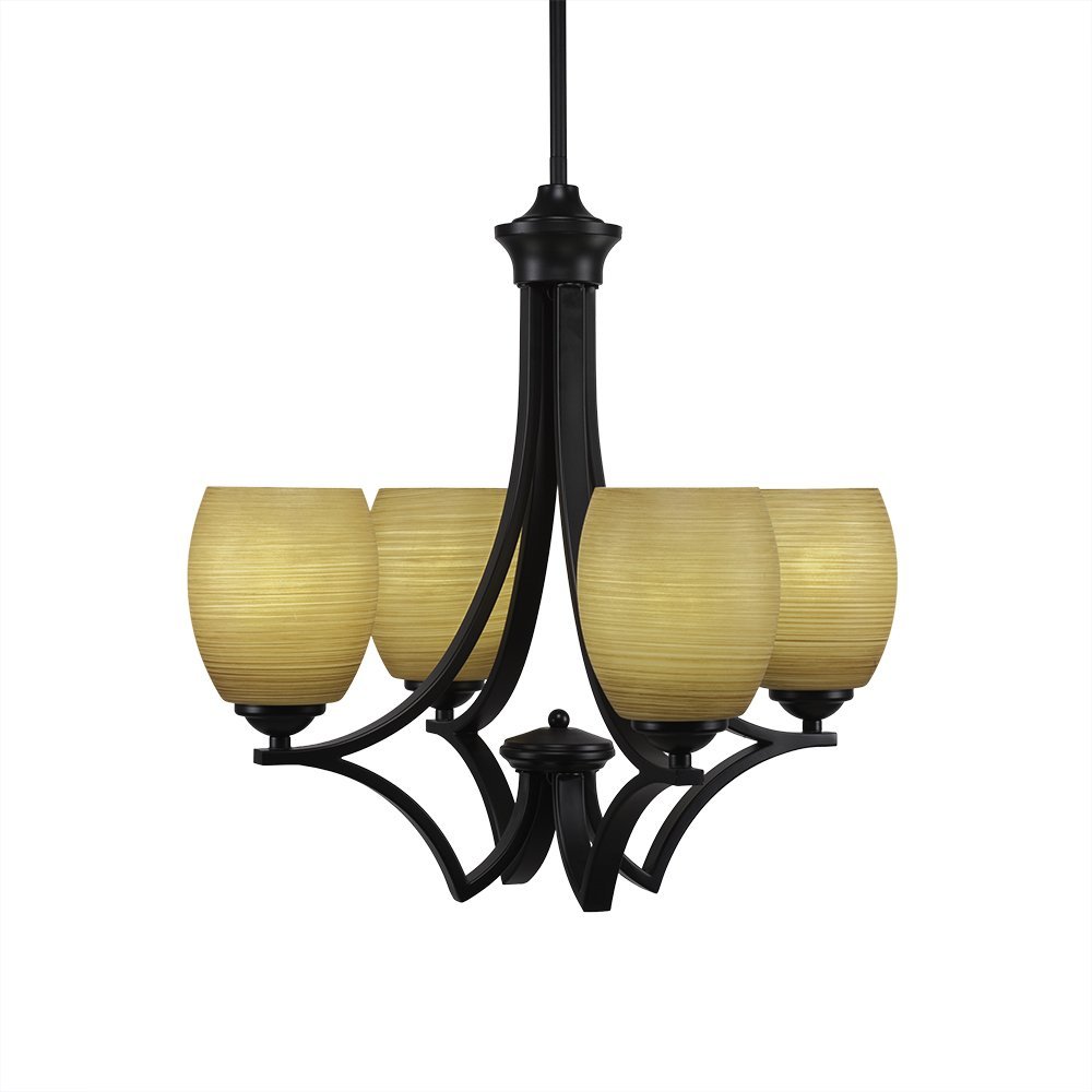 Toltec Lighting Zilo 4 Light Chandelier in Matte Black (564-MB-625)