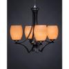 Toltec Lighting Zilo 4 Light Chandelier in Matte Black (564-MB-625) view 2