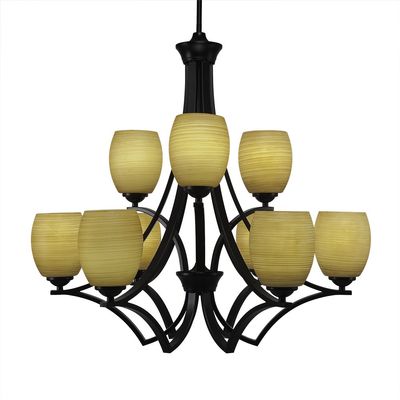 Toltec Lighting Zilo 9 Light Chandelier in Matte Black (569-MB-625)