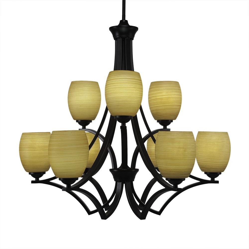 Toltec Lighting Zilo 9 Light Chandelier in Matte Black (569-MB-625)