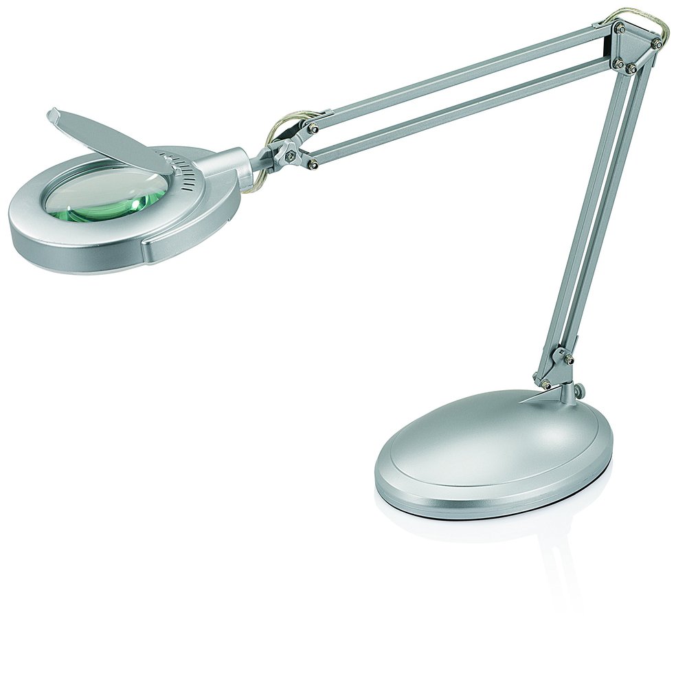 V-LIGHT LED Energy-Efficient Magnifier Task Lamp with 3-Diopter Glass Lens and Desktop Base (VSL40203SC)