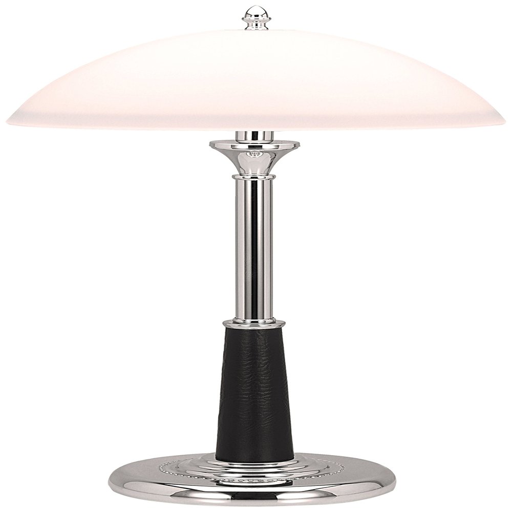 V-LIGHT Executive Style Desk Lamp with Frosted Glass Shade and Leatherette Accent Trim (VS40916C)
