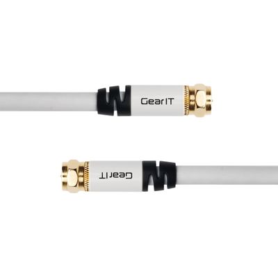 (10 Pack)(35 Feet 10.5 Meter) GearIT RG6 UL CL2 Digital Audio/Video Gold Plated Coaxial Cable Connectors, White