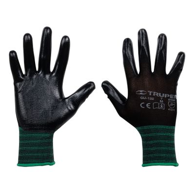 TRUPER GUX-NIT-M Nitrile Coated Nylon Gloves, Knitted Cuff. Size M