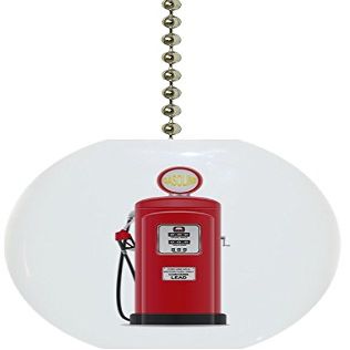Vintage Red Gas Pump Solid Ceramic Fan Pull