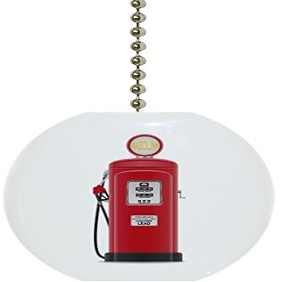 Vintage Red Gas Pump Solid Ceramic Fan Pull