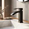 VIGO Satro Waterfall Single-Handle Single-Hole Mount Bathroom Sink Faucet, 7-Inch, Matte Black, Modern Design, Solid Brass, 1.2 GPM WaterSense & Ceramic Disc Valve, Corrosion-Resistant view 2